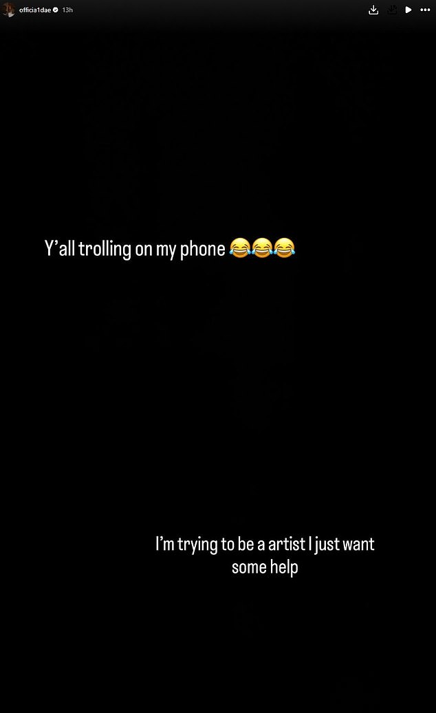 Jahdae Barron followed up on Instagram after Swifties reacted to his now-deleted Story