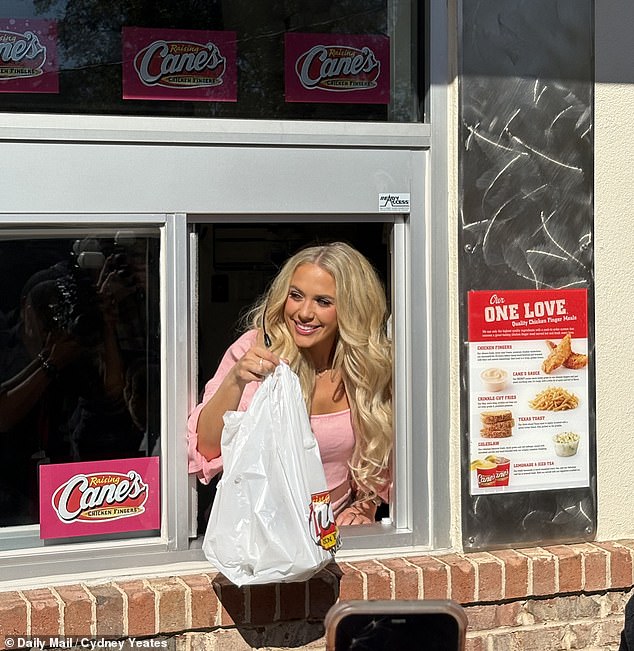 Moroney served fans from the counter and drive thru at Raising Cane's in Athens, Georgia