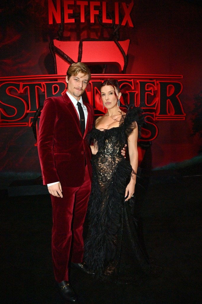 Millie Bobby Brown and Jake Bongiovi at the Stranger Things Season 5 world premiere.