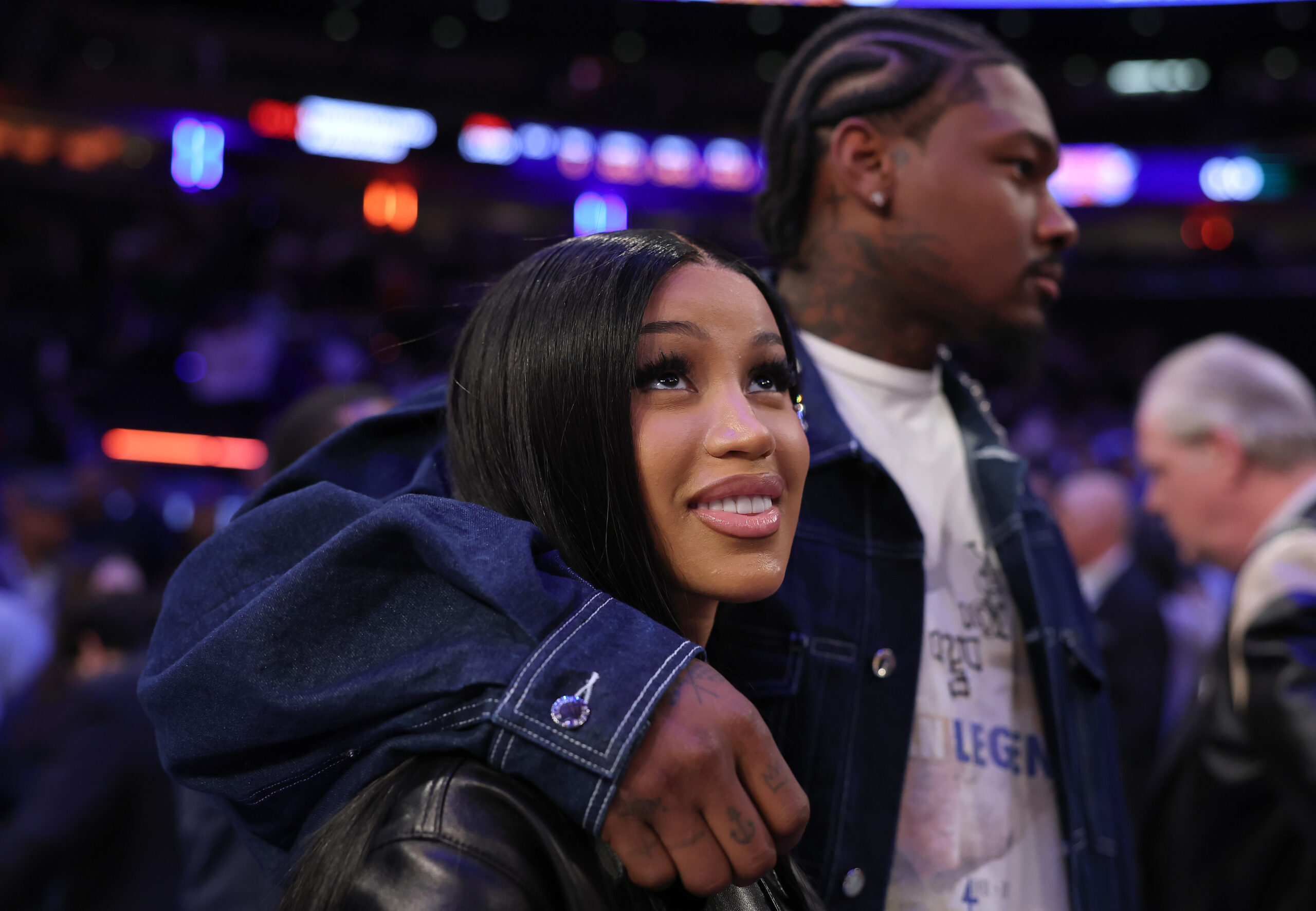 Cardi B with NFL star Stefon Diggs, the father of her newborn daughter Blossom.