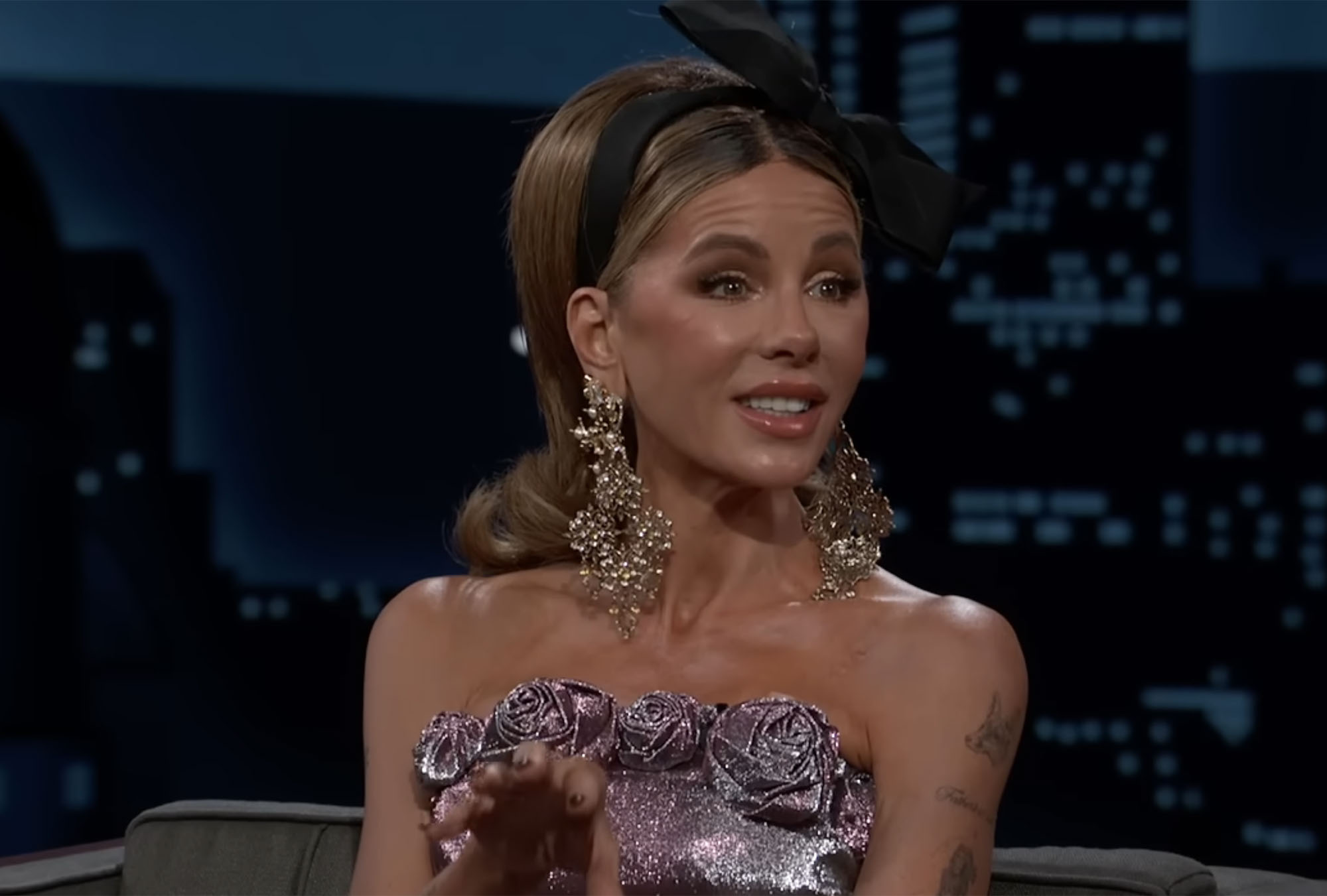 Kate Beckinsale on Jimmy Kimmel Live discussing her viral "egg" story.