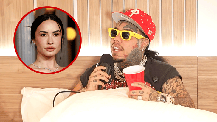 Tekashi 6ix9ine during a recent appearance; the rapper later defended a “dark humor” comment about Demi Lovato.