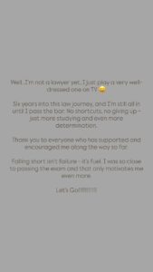 Kim Kardashian’s Instagram Stories screenshot about not passing the California bar: “Well.. I’m not a lawyer yet… Falling short isn’t failure — it’s fuel.”