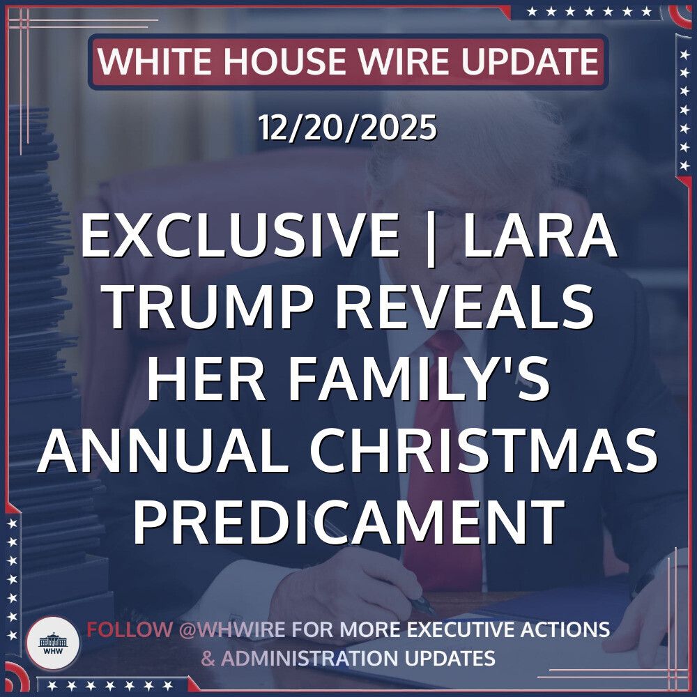 Tweet image referencing Lara Trump discussing the family's Christmas traditions at Mar-a-Lago (via X/White House Wire).