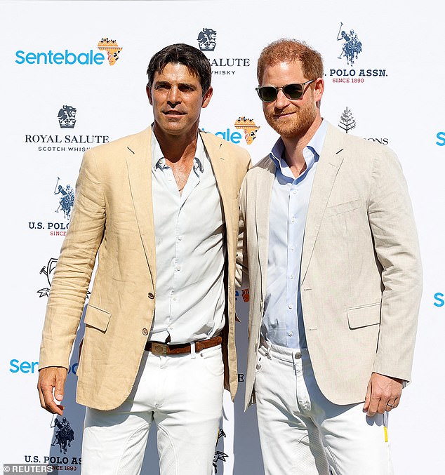 Prince Harry and longtime friend Nacho Figueras at a polo event in Florida in April 2024.