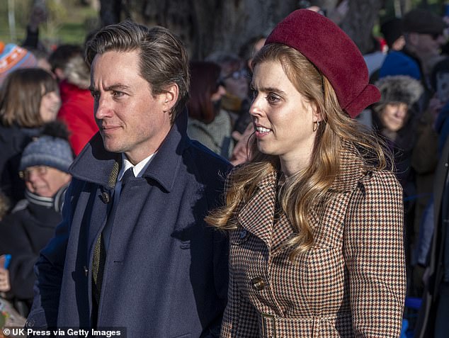 Princess Beatrice with Edoardo Mapelli Mozzi at the Christmas Morning Service in Sandringham