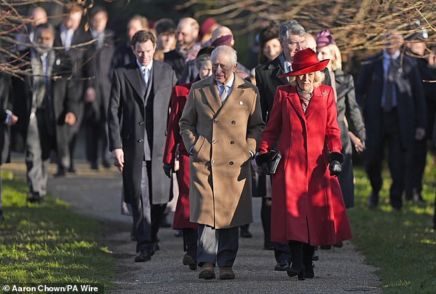 King Charles III and Queen Camilla attend the Christmas Day service at Sandringham