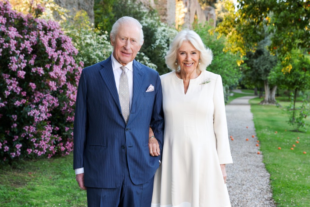 The 2025 royal Christmas card: King Charles III and Queen Camilla holding hands at Villa Wolkonsky in Rome.