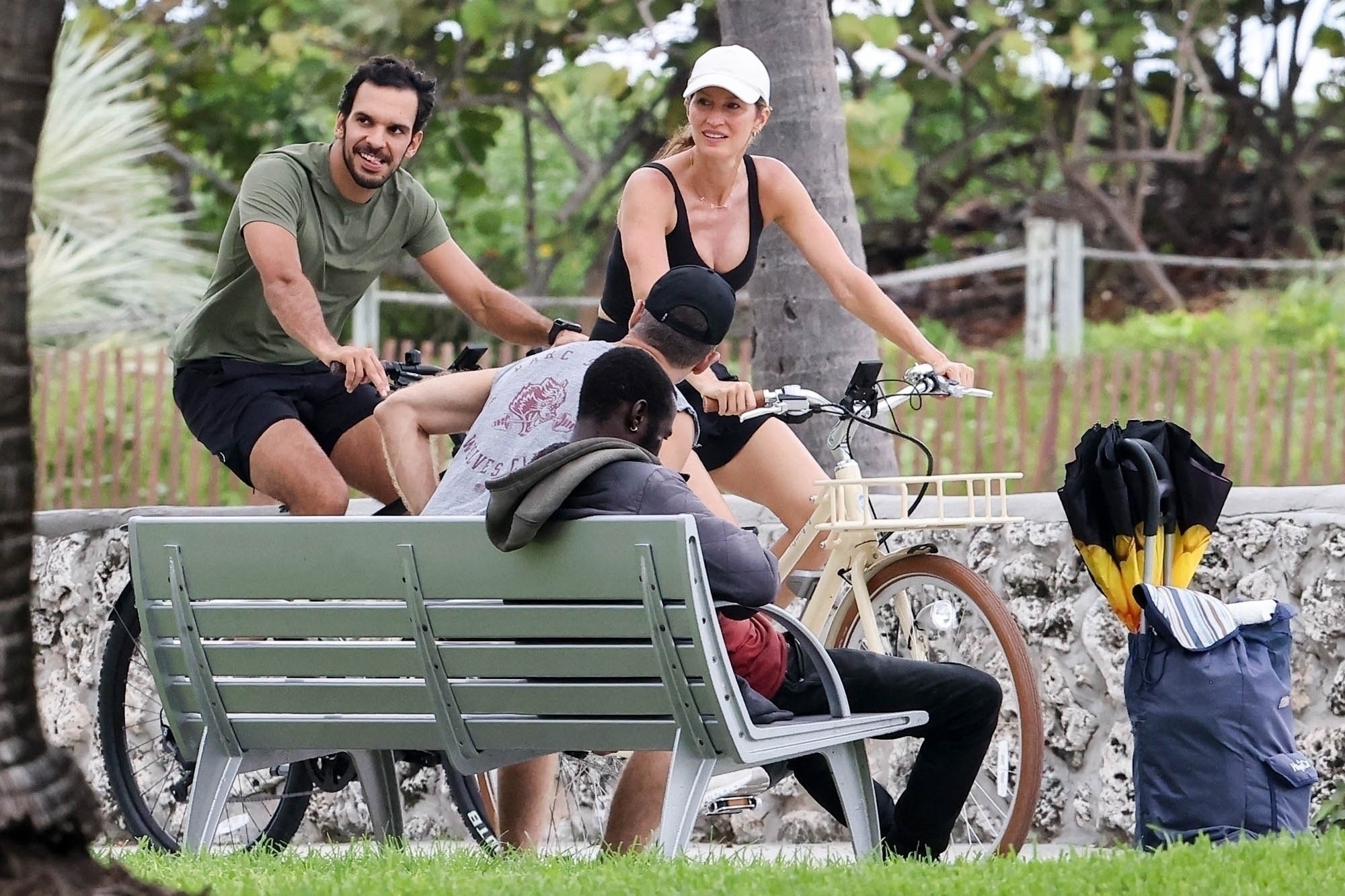 Gisele Bundchen and Joaquim Valente on a bike ride in Miami.