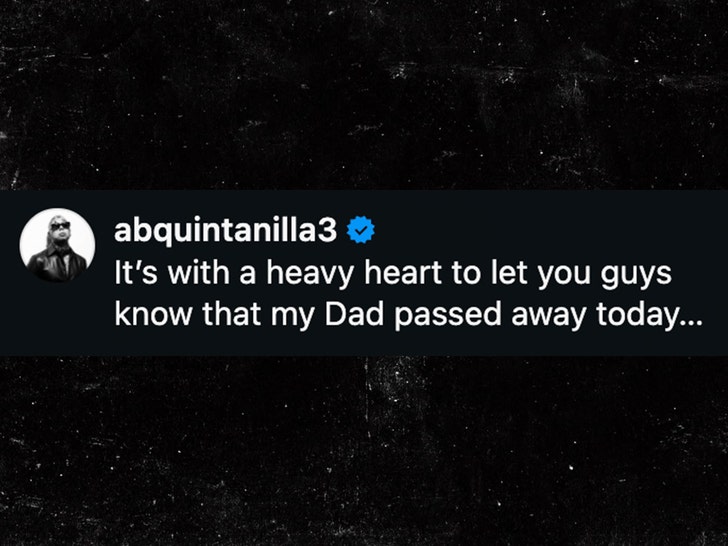 Screenshot of A.B. Quintanilla III's Instagram post announcing his father's death