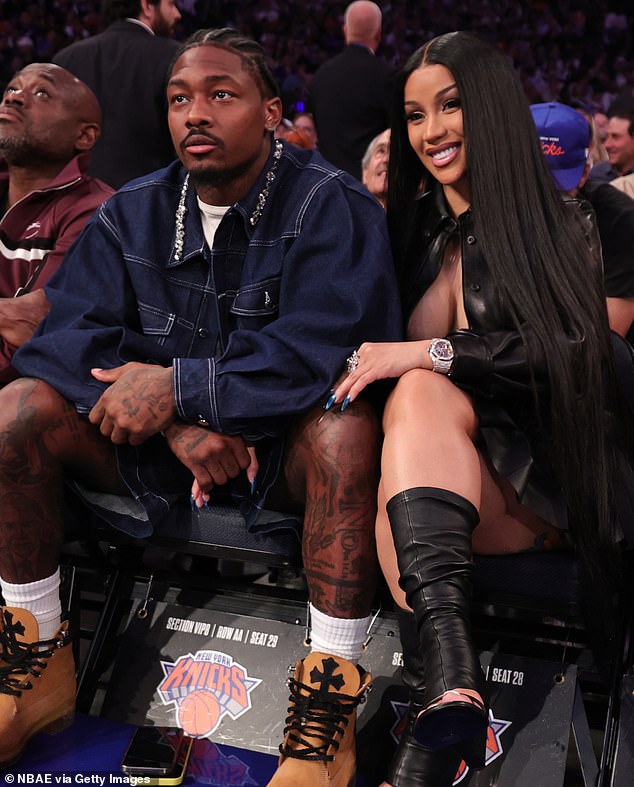 Stefon Diggs and Cardi B courtside at Madison Square Garden in May