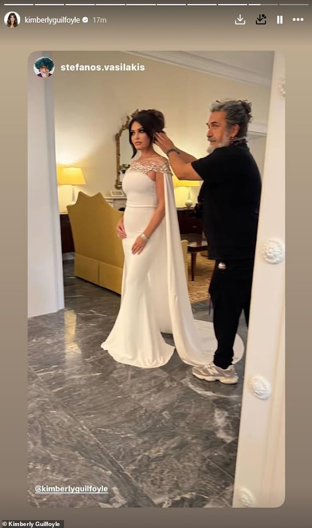 Behind-the-scenes moment from the same shoot showing styling and makeup details