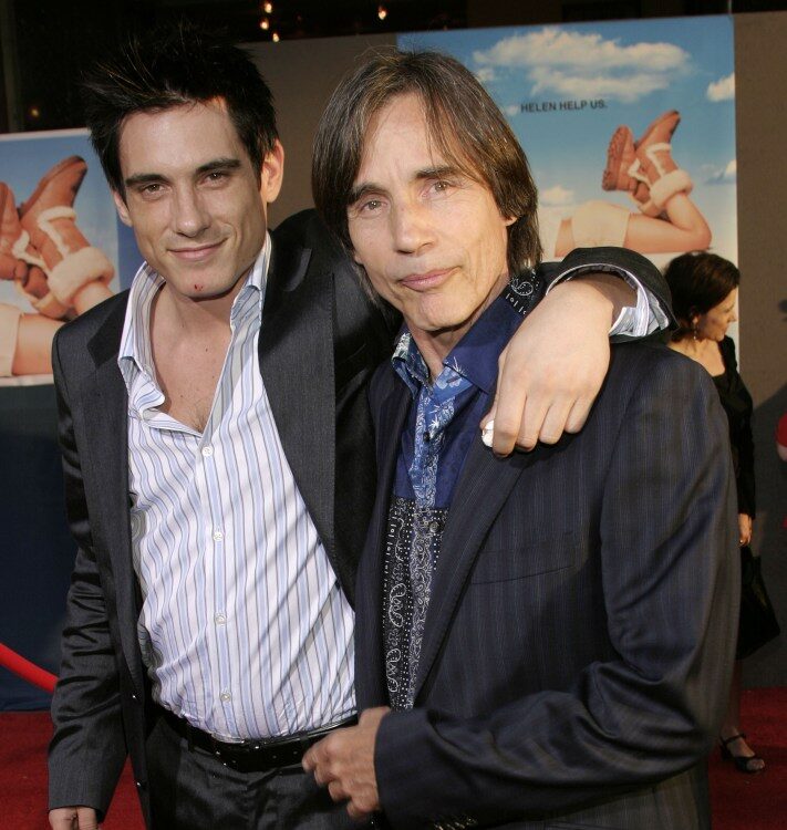 Ethan Browne with his father Jackson Browne at the Raising Helen premiere in Hollywood.