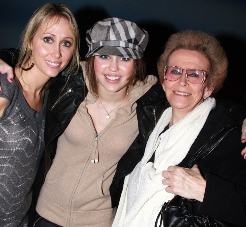 Singer Miley Cyrus with her mother Leticia (Tish) Cyrus and grandmother Loretta Finley.