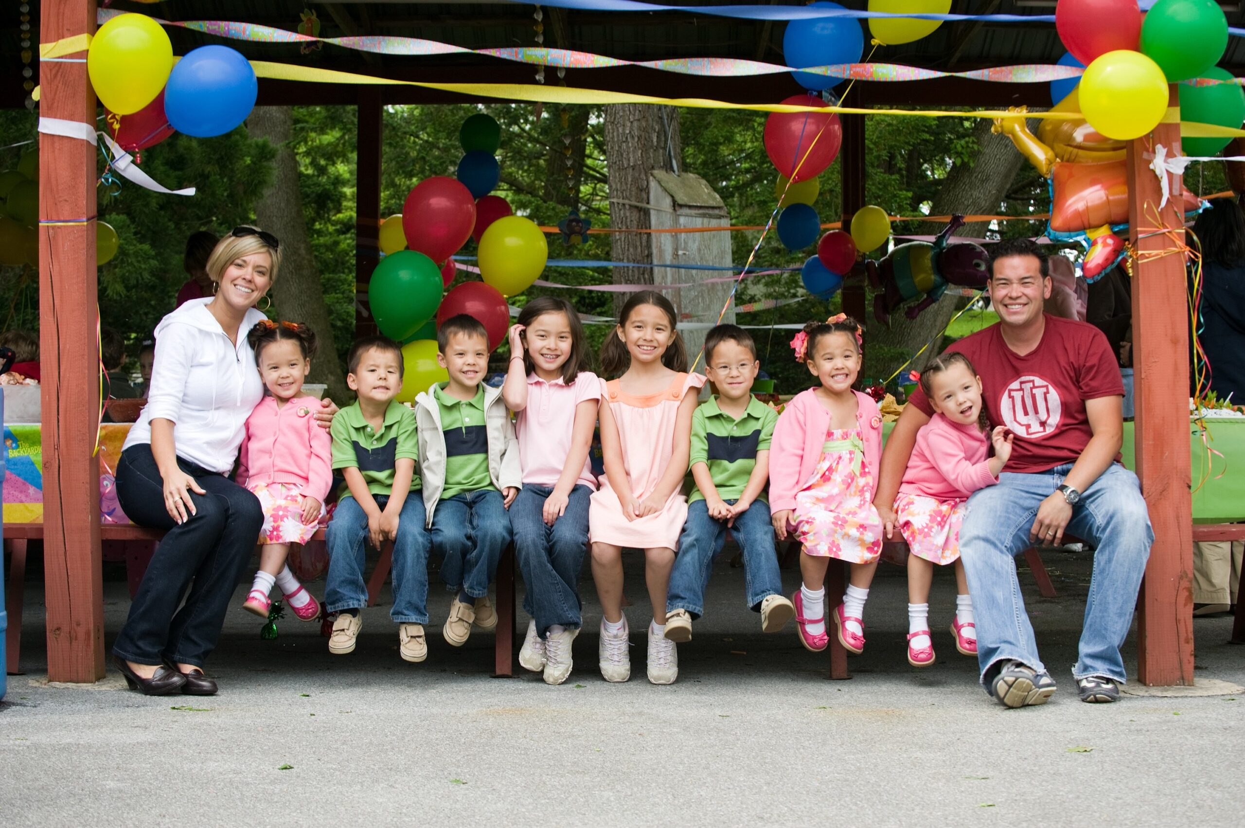 Jon and Kate Gosselin with their eight children during the Jon & Kate Plus 8 era.