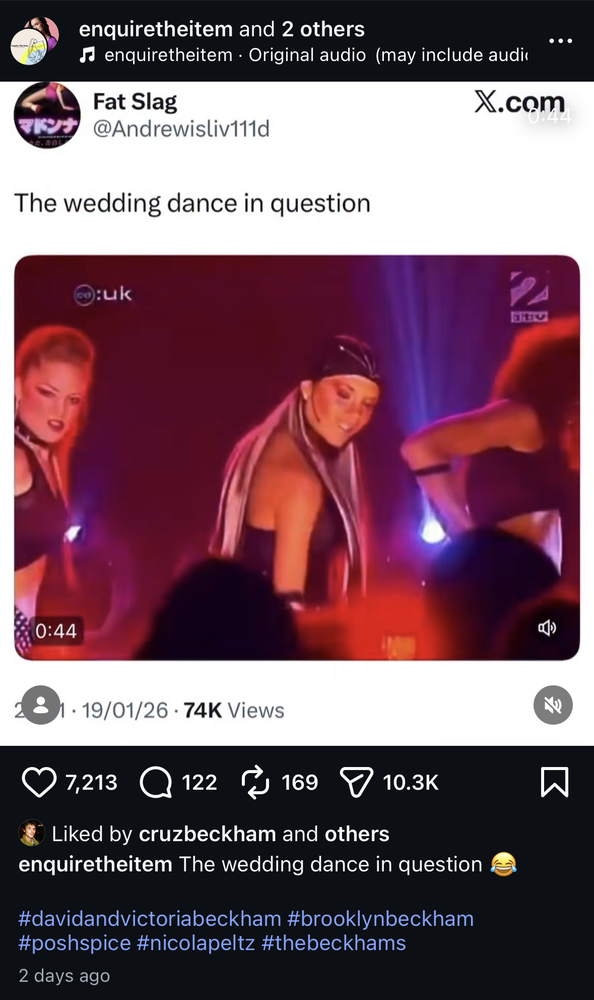 Video still of Victoria Beckham performing her 2001 solo track on stage.