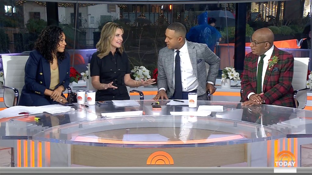 Savannah Guthrie, Sheinelle Jones, Craig Melvin and Al Roker on the Today show set.