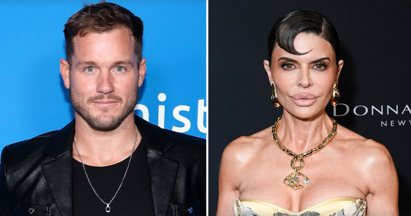 Screenshot of MirrorUSNews tweet stating Lisa Rinna labeled Colton Underwood a 'stalker,' with The Traitors promotional imagery.