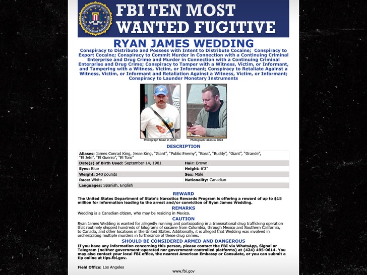 FBI wanted materials featuring Ryan James Wedding.