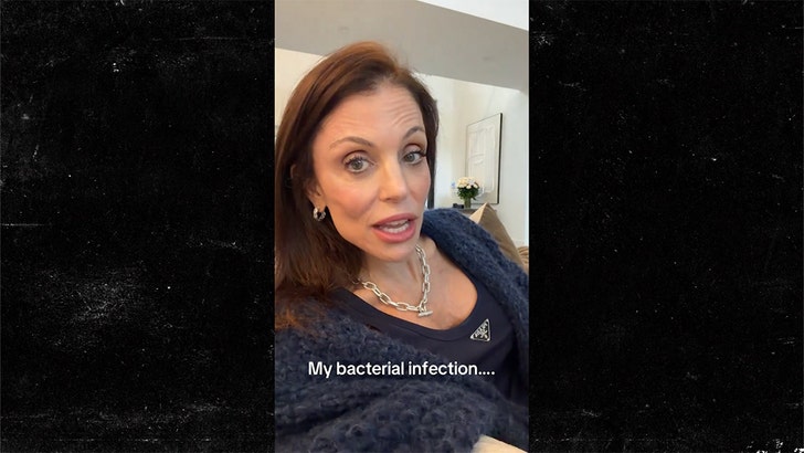 Bethenny Frankel in a TikTok video discussing a facial rash and warning about hotel towels.