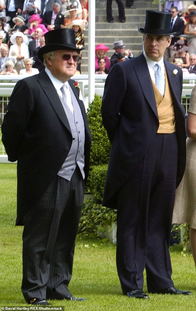 Andrew Mountbatten-Windsor and financier David Rowland at Ascot in 2006, illustrating their long-standing ties cited by a whistleblower.