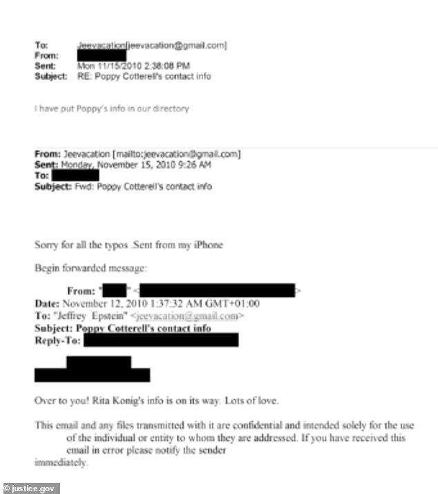 Screenshot of a purported email exchange referenced in UK tabloid reporting
