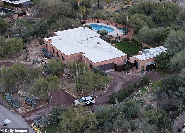 Aerial view of Nancy Guthrie's Tucson-area home during the investigation.