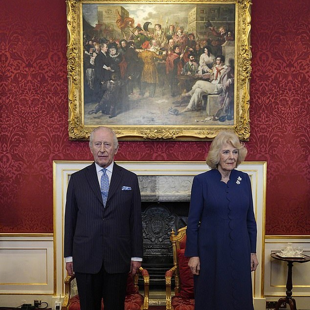 His Majesty was accompanied by his wife, Queen Camilla, handing out The Queen Elizabeth Prizes for Higher and Further Education at St James' Palace - Daily Mail US