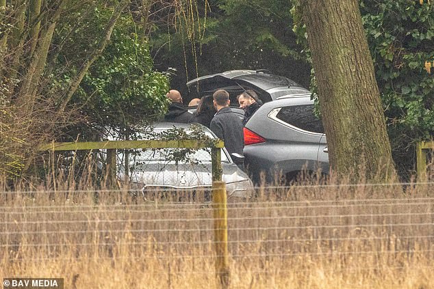Plain-clothes officers arrive at Wood Farm as searches begin on Feb. 19, 2026
