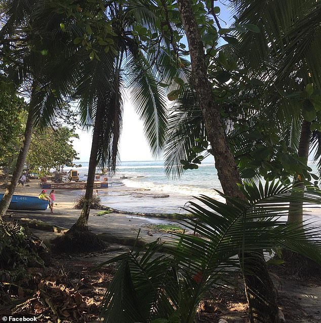 Tropical beach near Puerto Viejo on Costa Rica's Caribbean coast.