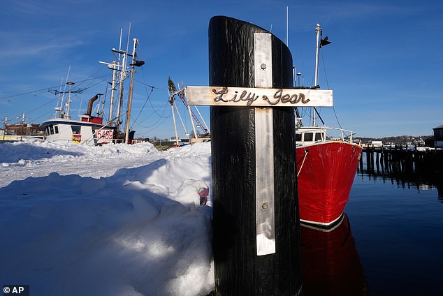 A harborside memorial for fishermen lost at sea.