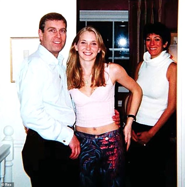 Virginia Giuffre with Prince Andrew and Ghislaine Maxwell in 2001