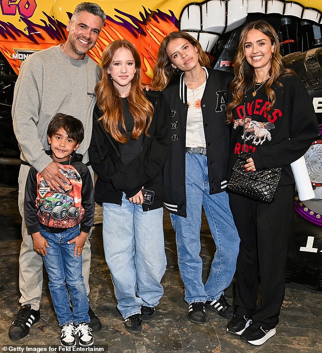Jessica Alba and Cash Warren with their children Honor, Haven, and Hayes in May 2024; the former couple will share joint custody.