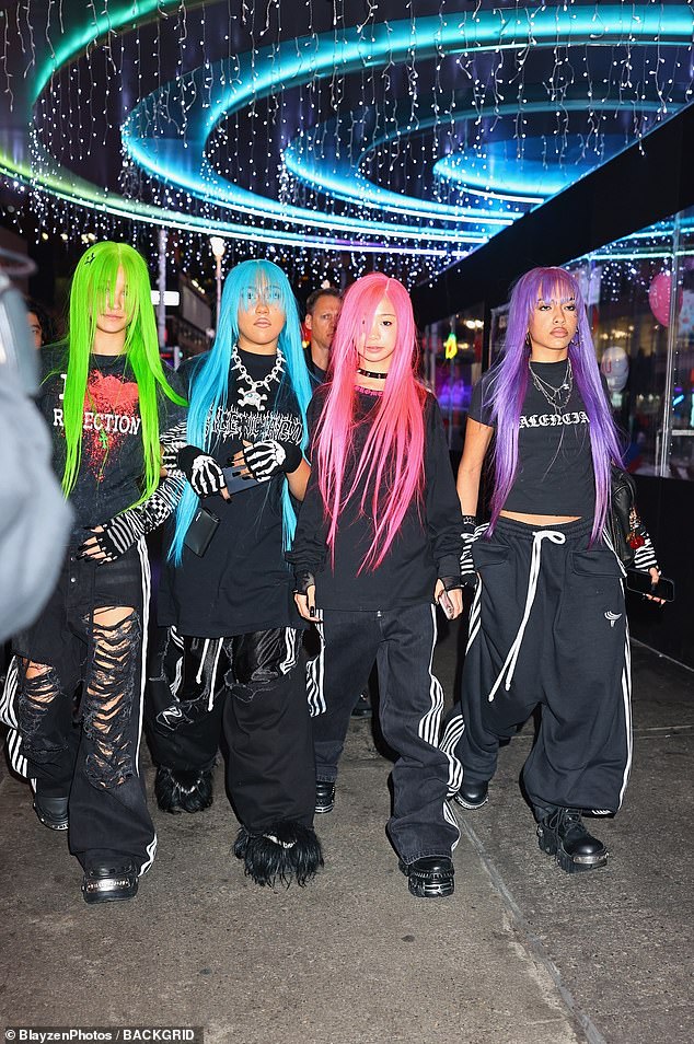 North West with friends in New York, all sporting neon hair during the NOR11 buzz weekend