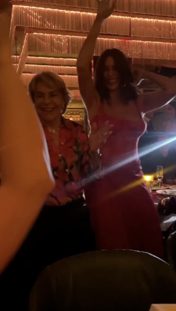 Sofia Vergara dances beside her mother during dinner at Papi Steak in Miami.