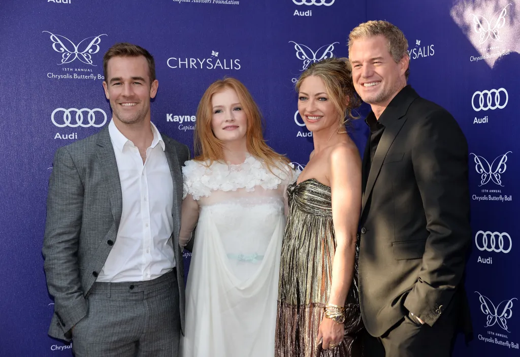 James Van Der Beek and Kimberly with Eric Dane and Rebecca Gayheart at the 2014 Chrysalis Butterfly Ball.