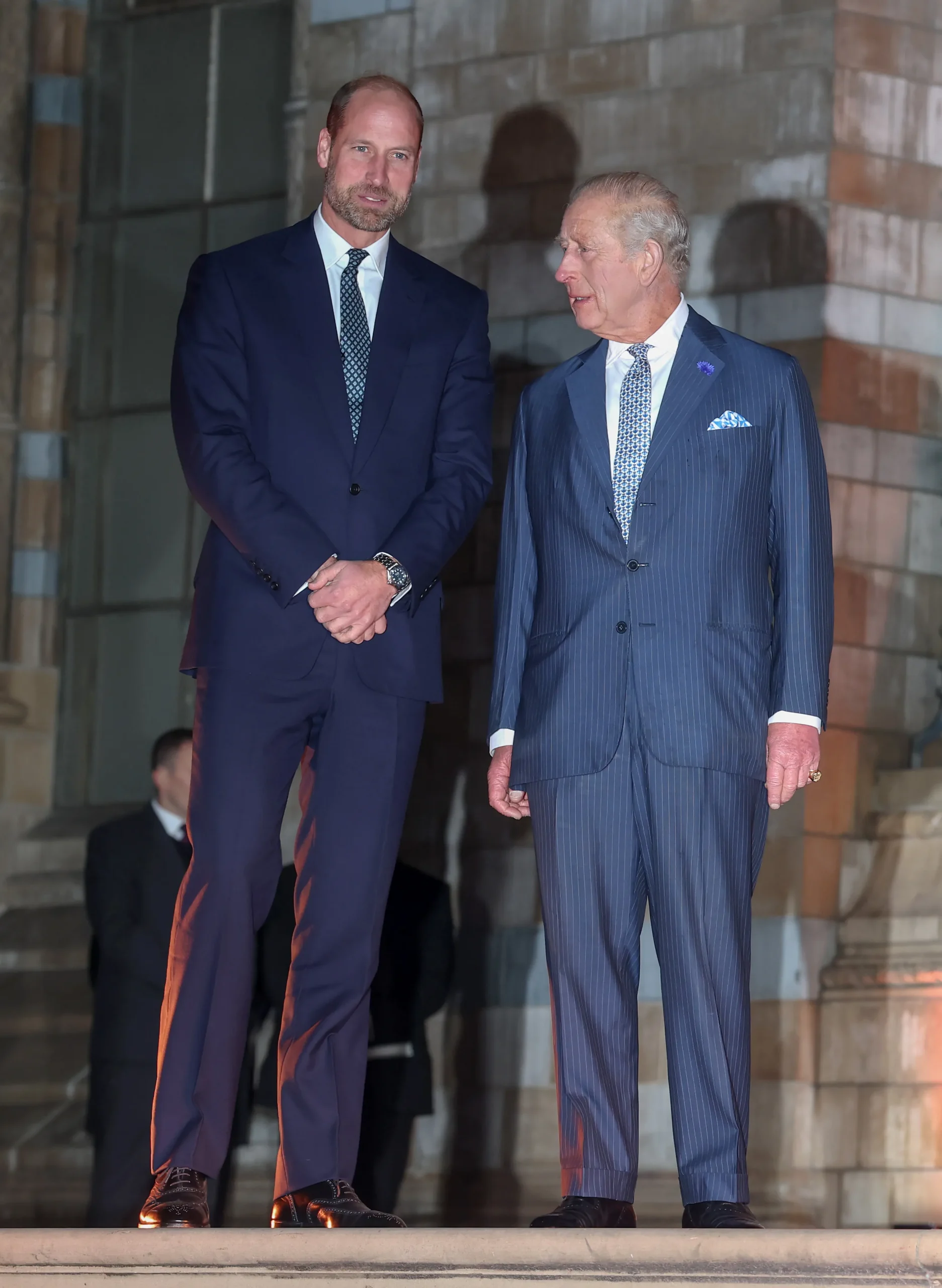 Prince William and King Charles III speak during the Countdown to COP30 at the Natural History Museum.
