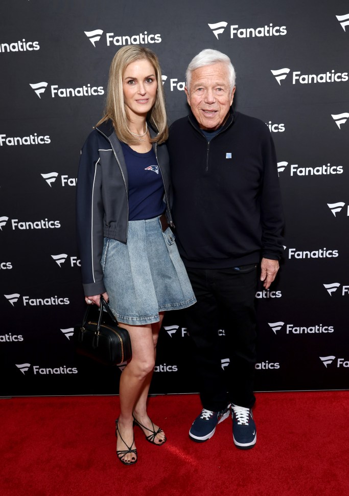 Robert Kraft and Dana Blumberg on the carpet at the Fanatics Super Bowl 2026 party.