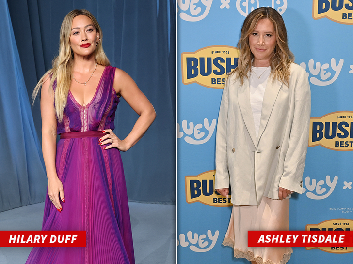 Hilary Duff and Ashley Tisdale in a split image.
