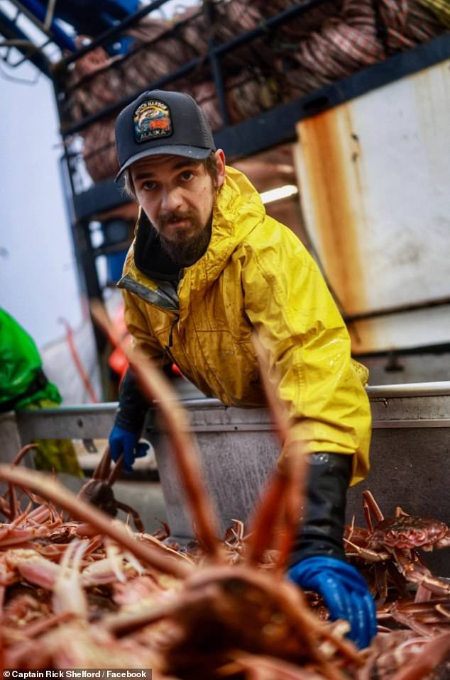 Todd Meadows on a Bering Sea crab boat deck in cold-weather gear