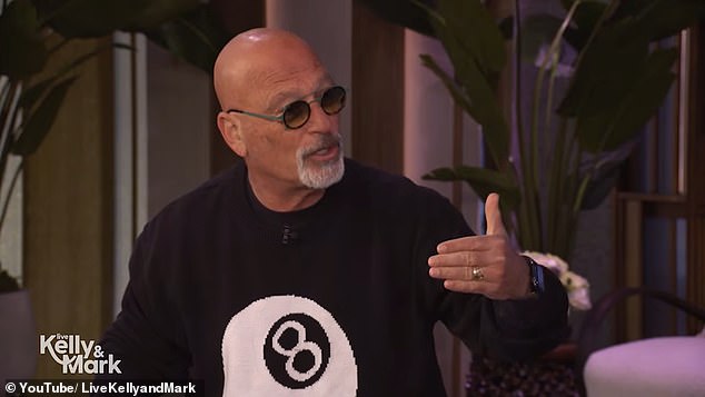 Howie Mandel reacts during Live With Kelly and Mark after the hosts mention his age.