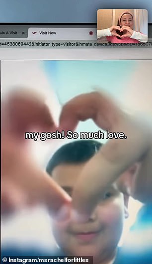 Screenshot of Ms Rachel's video call with nine-year-old Deiver Henao from inside the Dilley family facility