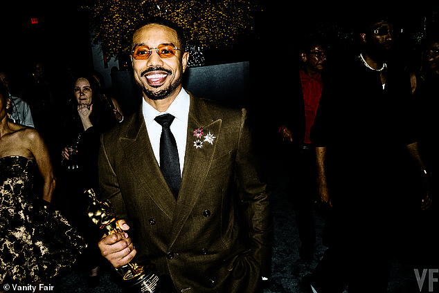 Circulating Vanity Fair party photo that appears to show Michael B. Jordan holding an Oscar statuette; the context remains unverified as of press time.