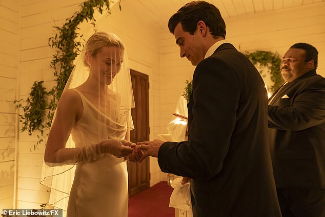 Wedding scene from Love Story depicting Carolyn Bessette and John F. Kennedy Jr.