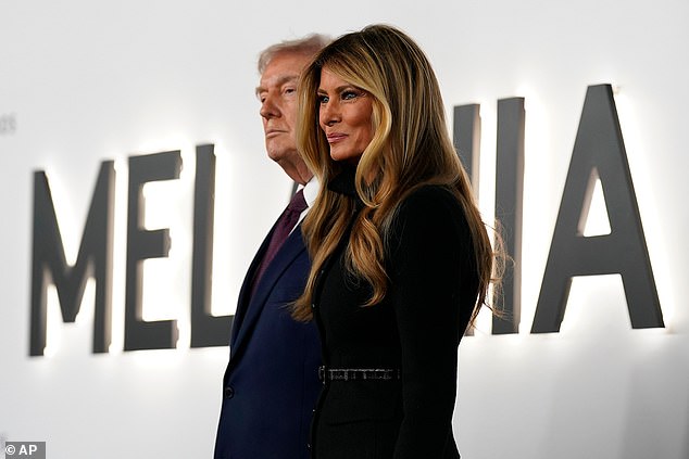 President Donald Trump and First Lady Melania Trump arrive for the world premiere of her documentary 'Melania' at the Kennedy Center on January 29, 2026