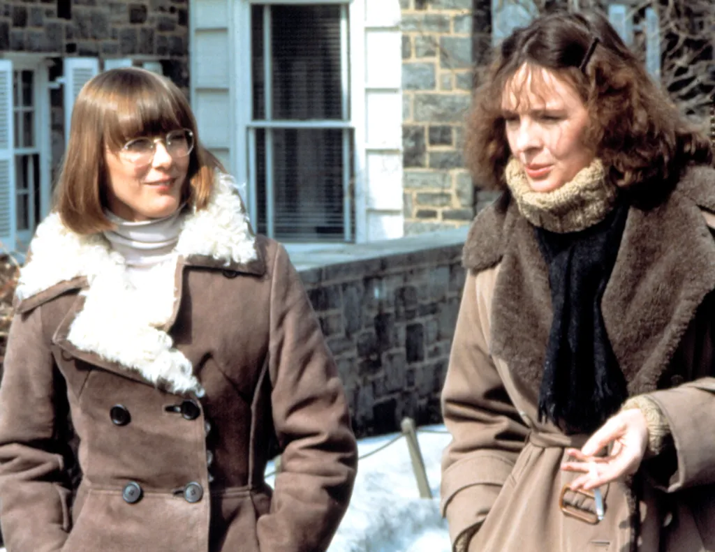 Diane Keaton and Mary Beth Hurt in winter clothing in the 1978 film 'Interiors.'