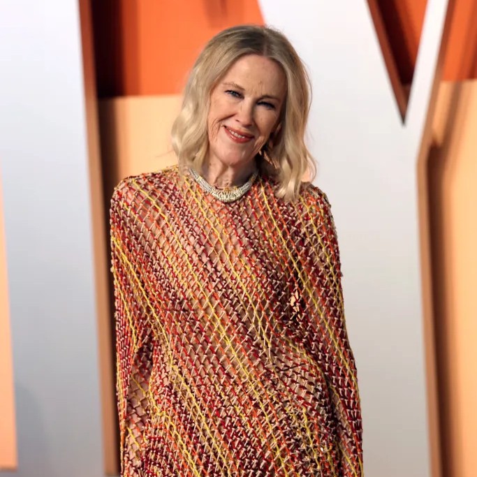Catherine O'Hara (pictured here in March 2025) was remembered with a series of clips from her long career. - AFP via Getty Images