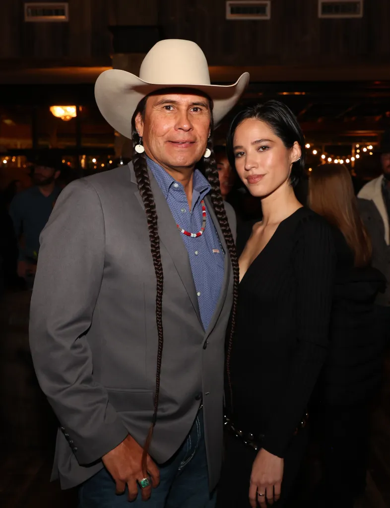 Mo Brings Plenty with Kelsey Asbille at the Yellowstone Season 5 premiere.