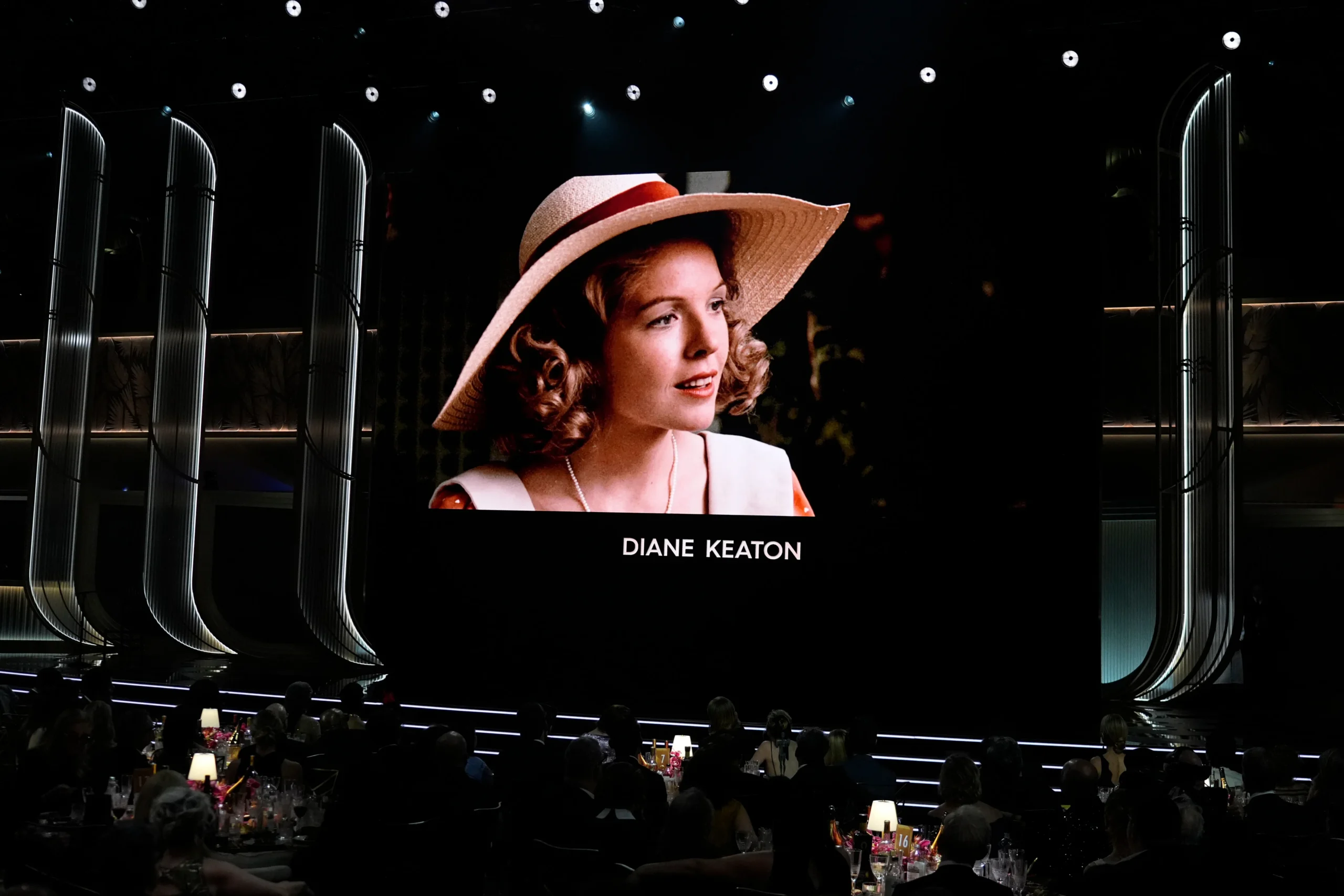Diane Keaton appears on the memorial screen during the SAG Awards' In Memoriam segment.