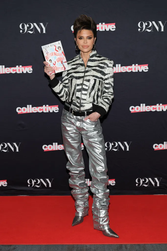 Lisa Rinna holds her memoir "You Better Believe I'm Gonna Talk About It" at 92NY.